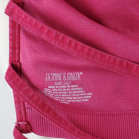 Jasmine & Ginger Cerise Red Knit Jersey Open Back Bandeau Bra Crop Top Large NWT - Picture 8 of 9
